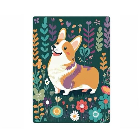 Colorful Corgi Flower Magnet - Picture 1 of 3